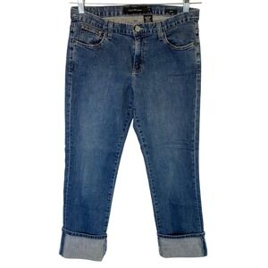 Calvin Klein Womens‎ Lean Cuffed Hem Cropped Jeans Size 6 Stretch Capri Denim